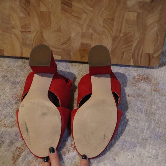 Cole Haan Size 8 Red Suede Block Heels - Picture 7 of 8